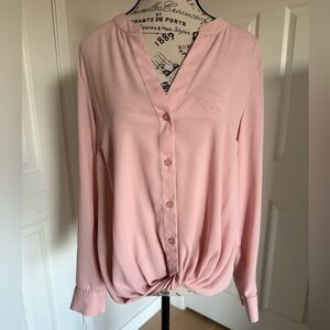 I.N.C. Light Pink Tie-Front Work Blouse
